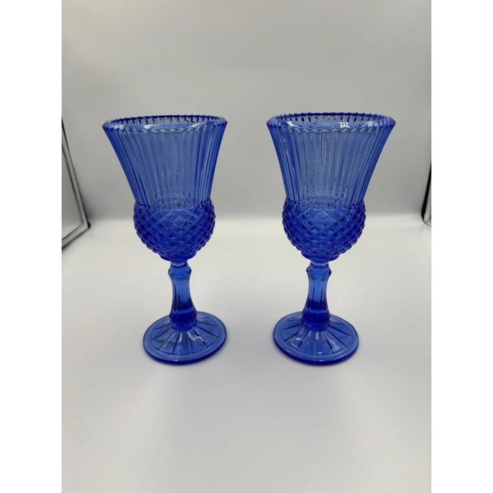Vintage Avon‎ Fostoria Cobalt Blue George & Martha Washington Goblet Set